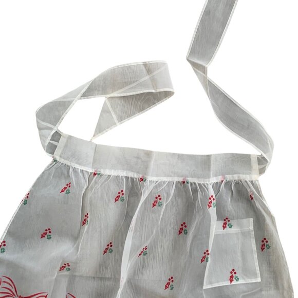 Vintage Sheer Christmas Holiday Candle Wreath Half Apron - Picture 4 of 9